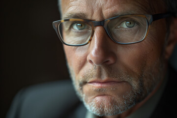 Close up portrait of a middle aged man with glasses