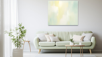 Elegant Living Room with Pastel Abstract Painting