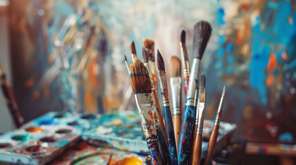 Fototapeta premium Brushes and paints. 