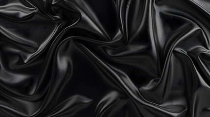 Fototapeta premium Silky black cloth patterns, folds, textures