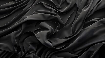 Obraz premium Silky black cloth patterns, folds, textures