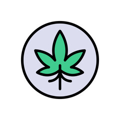 Cannabis or Hemp Logo Template. Simple color art. Vector image of a leaf of marijuana. The isolated picture on white