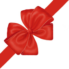 Red diagonal ribbon Bow for gift box, birthday, christmas