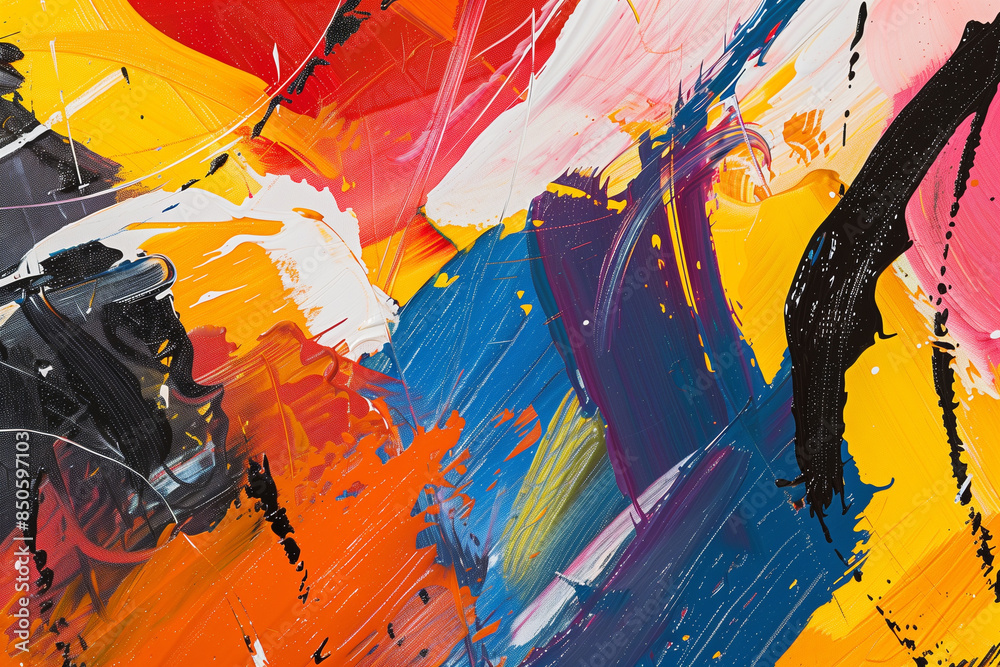 Aufkleber An abstract expressionist masterpiece with bold, dynamic strokes and a vivid array of colors evoking intense emotions.