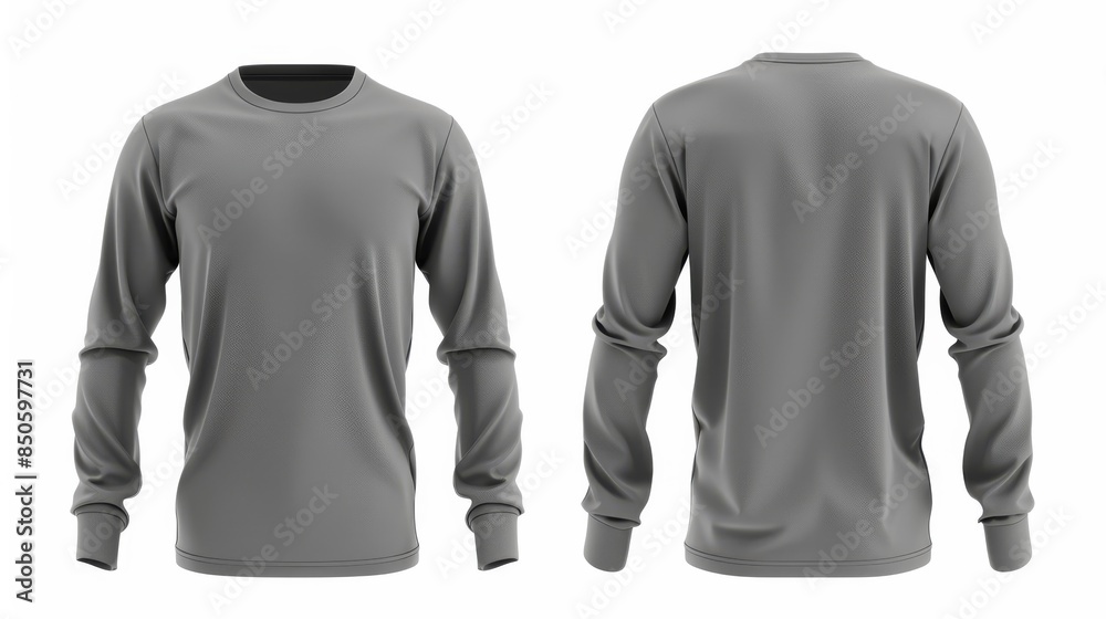 Wall mural blank male t-shirt with long sleeves, template for your design mockup. front and back view. - Wall murals