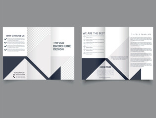 Geometric trifold brochure. Business trifold brochure design Tri-fold brochure Corporate company profile tri fold brochure template