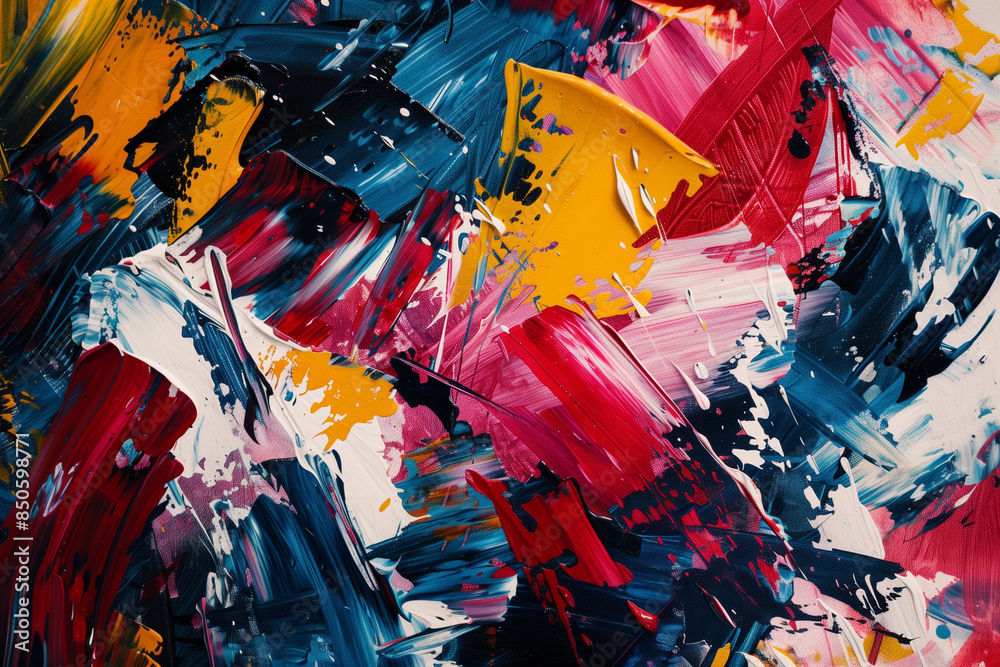 Aufkleber An abstract expressionist masterpiece with bold, dynamic strokes and a vivid array of colors evoking intense emotions.