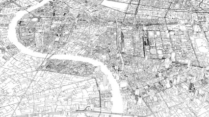 Naklejka premium 3D illustration of city and urban in Bangkok Thailand