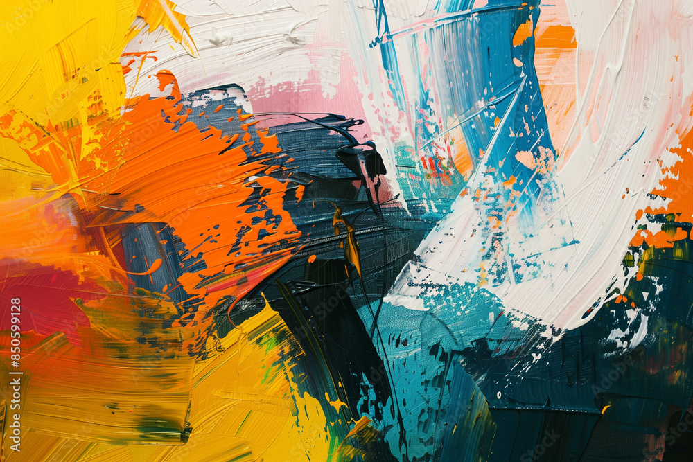 Aufkleber An abstract expressionist masterpiece with bold, dynamic strokes and a vivid array of colors evoking intense emotions.