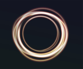 Glowing neon ring. Sparkle on the dark background.