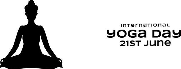 illustration of woman doing asana for International Yoga Day on 21st June - banner, brochure and poster design. Vector