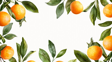 Watercolor Frame of Bright Oranges with Central White Space for Text