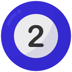 Billiard ball number two flat icon isolated on white background.