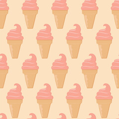 Ice cream seamless pattern. Background for poster, print, cards, wrapping paper, clothes decoration and ice cream shop