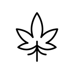 Cannabis leaf vector line icon. Marijuana logo symbol vector icon for website design, mobile app, ui. Simple sign isolated on white background.