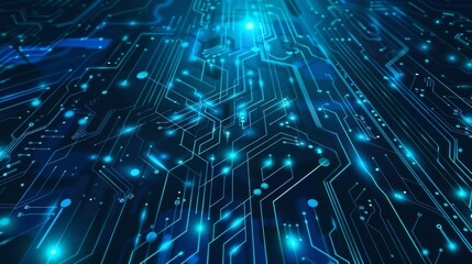 Obraz premium Generate a highly detailed, vector illustration of a glowing light blue neon Al chip with thin circuit contact lines