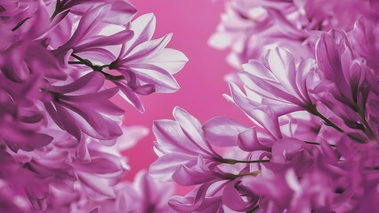 Obraz premium Blooming lilac flowers on pink background