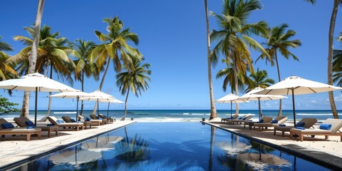 Fototapeta premium Tropical Getaway: Poolside Paradise