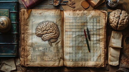 Book cover for sudoku puzzle with brain and pen and no writing