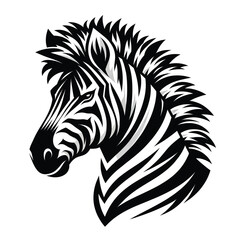Illustration of a fierce zebra in black and white
