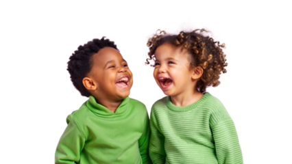 An image capturing two children engaged in playful activities together, highlighting their laughter and shared moments of happiness.