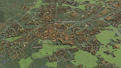 3D illustration of city and urban in Arezzo Italy