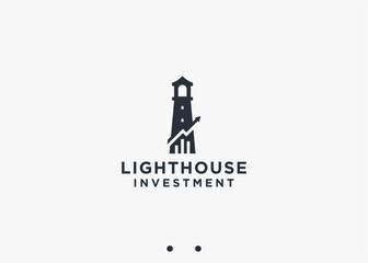 lighthouse with chart logo design vector silhouette illustration