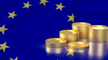 The coins on euro flag background for Business concept 3d rendering © niphon