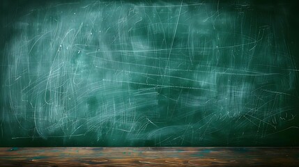 Texture of chalk on green blackboard or chalkboard background. School education board, dark wall backdrop or learning concept
