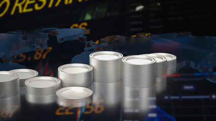 The coins on Chart background for Business concept 3d rendering © niphon