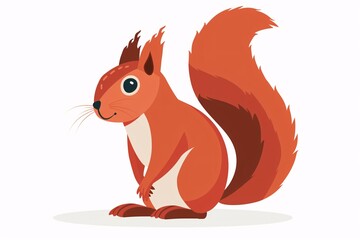 Playful 64-bit Squirrel Illustration in Flat Design on White Background