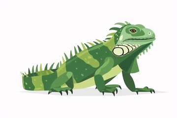 Obraz premium Adorable 64-bit Iguana in Flat Design Playful and Colorful Reptile Illustration on White Background.