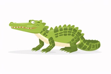 Playful 64-Bit Alligator Illustration in Flat Design on White Background