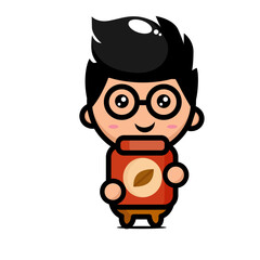 illustration of barista holding coffee