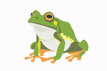 Playful 64-Bit Frog Illustration in Flat Style on White Background