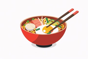 Delicious 64-Bit Ramen Illustration in Vibrant Design on a White Background