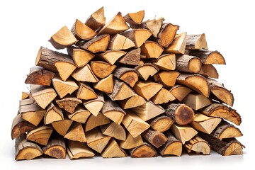 Fire wood stack isolated on white background