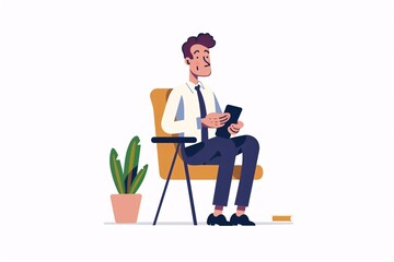 Fototapeta premium Smiling 64-bit Psychologist Character in Flat Design, Illustration on White Background
