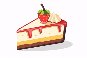 Sweet and Whimsical 64-Bit Cheesecake Illustration on White Background