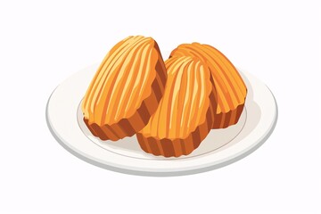 Sweet 64-bit Madeleine Illustration - Whimsical Flat Design of a Cute Dessert on White Background