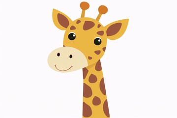 Naklejka premium Adorable 64-Bit Giraffe Illustration in Flat Design - Isolated on White Background