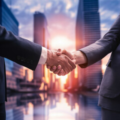 Professional Business Transaction with Handshake, Successful Deal and Partnership