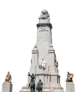 Monument to Miguel de Cervantes in Madrid, Spain, isolated