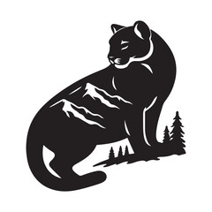 Mountain Lion Puma Silhouette Vector Art Illustration