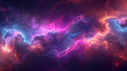 Vibrant nebula with swirling clouds of gas and dust. Abstract background