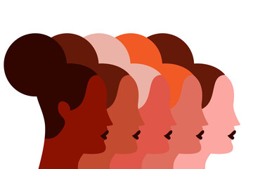 four, woman, sisters, sisterhood, diverse, diversity, sorority, race, united, together, connected, support, colorful, skin, tone, ethnicity, hair, hairdo, friendship, girl, glasses, bun, design, black