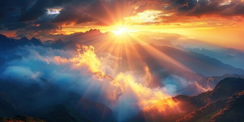 Fototapeta premium Sunrise Over Majestic Mountains