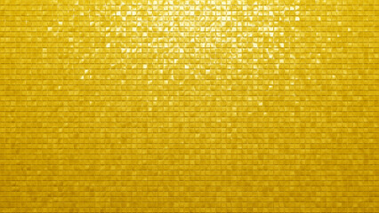 Wand aus golden schimmernden Kacheln