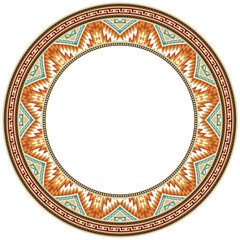 Vintage frame border ornament vector. Ethnic seamless round pattern. Mandala Floral Baroque. Classic antique ornate element. Decorative border for frame, textile, fabric, rug, tattoo, ceramic.