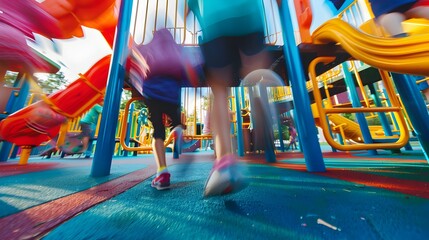 Vibrant Abstract Playground with Blurred Motion of Playful Elements